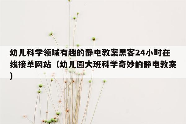 幼儿科学领域有趣的静电教案黑客24小时在线接单网站（幼儿园大班科学奇妙的静电教案）