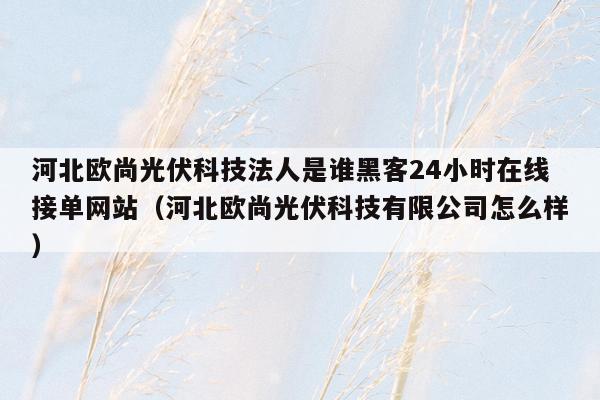 河北欧尚光伏科技法人是谁黑客24小时在线接单网站（河北欧尚光伏科技有限公司怎么样）