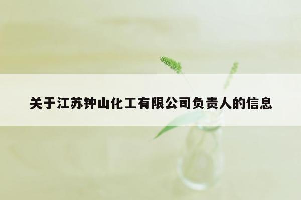 关于江苏钟山化工有限公司负责人的信息