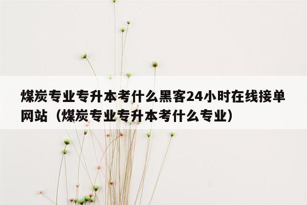 煤炭专业专升本考什么黑客24小时在线接单网站（煤炭专业专升本考什么专业）