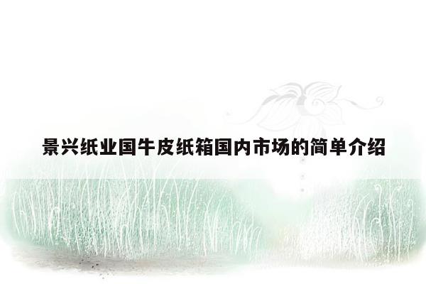 景兴纸业国牛皮纸箱国内市场的简单介绍