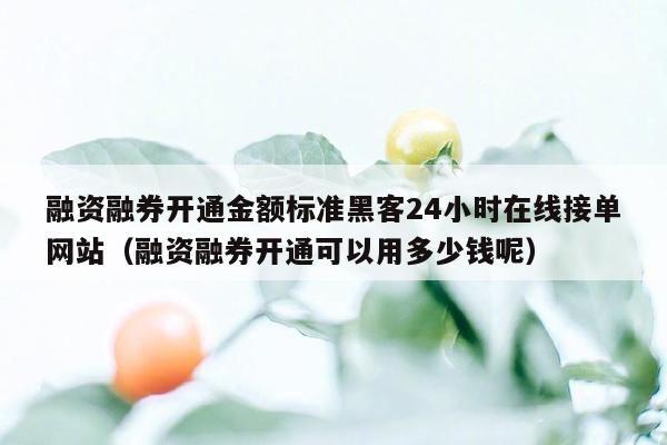 融资融券开通金额标准黑客24小时在线接单网站（融资融券开通可以用多少钱呢）