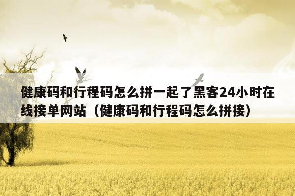健康码和行程码怎么拼一起了黑客24小时在线接单网站（健康码和行程码怎么拼接）