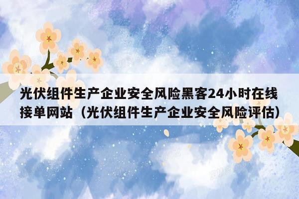光伏组件生产企业安全风险黑客24小时在线接单网站（光伏组件生产企业安全风险评估）