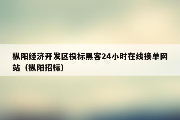 枞阳经济开发区投标黑客24小时在线接单网站（枞阳招标）