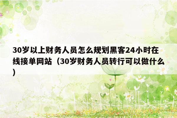 30岁以上财务人员怎么规划黑客24小时在线接单网站（30岁财务人员转行可以做什么）