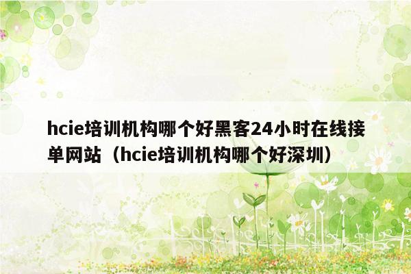 hcie培训机构哪个好黑客24小时在线接单网站（hcie培训机构哪个好深圳）