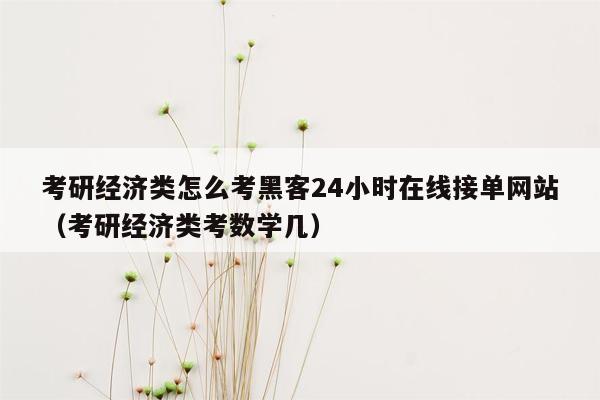 考研经济类怎么考黑客24小时在线接单网站（考研经济类考数学几）