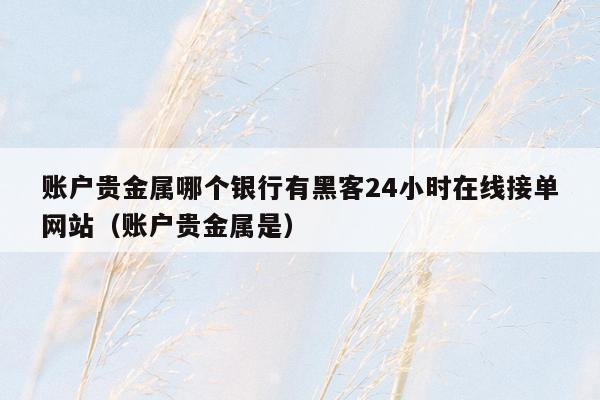 账户贵金属哪个银行有黑客24小时在线接单网站（账户贵金属是）