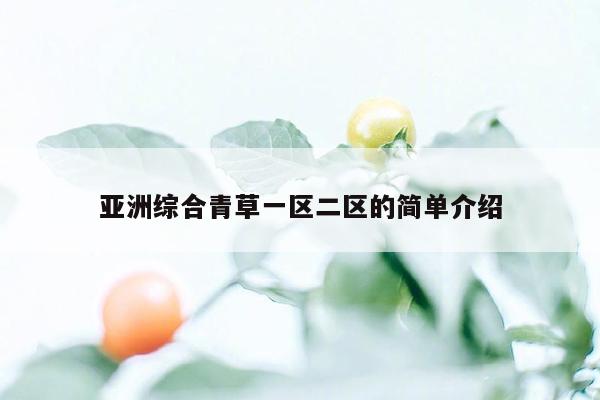 亚洲综合青草一区二区的简单介绍