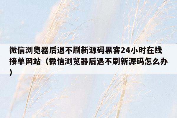 微信浏览器后退不刷新源码黑客24小时在线接单网站（微信浏览器后退不刷新源码怎么办）
