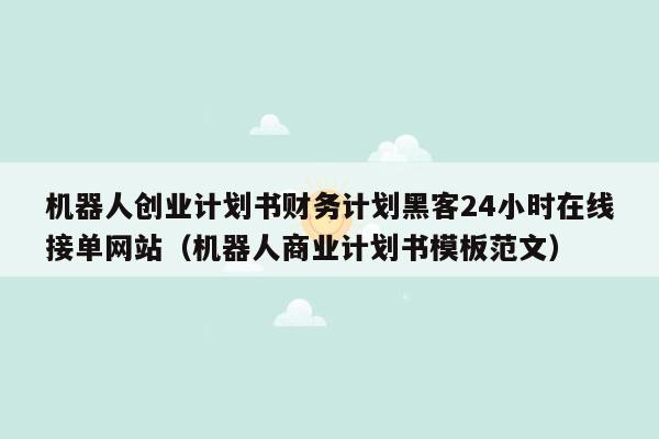 机器人创业计划书财务计划黑客24小时在线接单网站（机器人商业计划书模板范文）