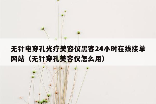 无针电穿孔光疗美容仪黑客24小时在线接单网站（无针穿孔美容仪怎么用）