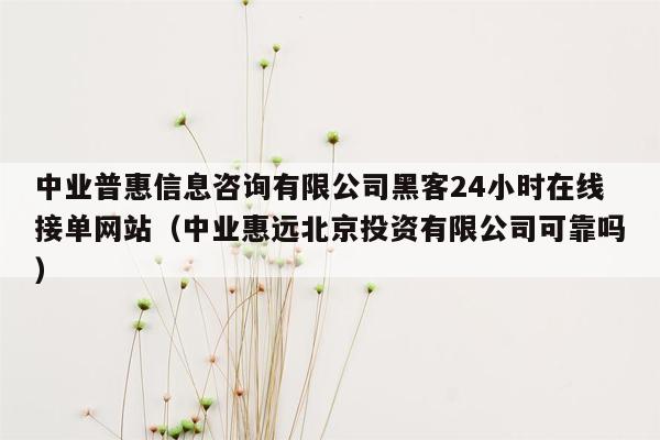 中业普惠信息咨询有限公司黑客24小时在线接单网站（中业惠远北京投资有限公司可靠吗）